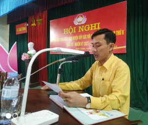 Đồng chí Trương Xuân Trường, Chủ tịch UBMTTQ xã Nghi Xuân khai mạc hội nghị.
